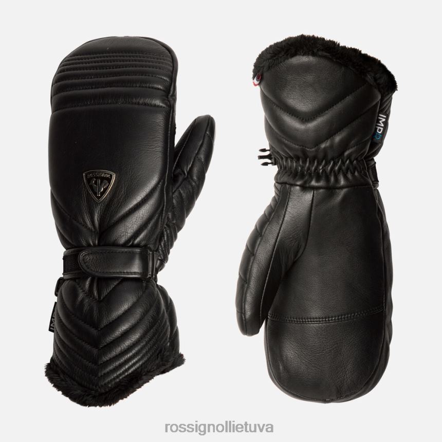 priedai Rossignol pasirinkite odines vandeniui atsparias slidinėjimo kumštines pirštines juodas moterys 268B2761