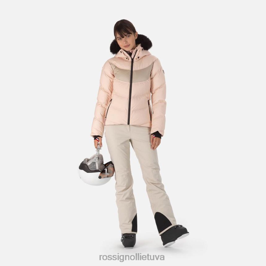 viršūnės Rossignol firminė slidinėjimo striukė pudra rausva moterys 268B21070