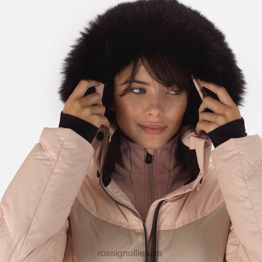 viršūnės Rossignol firminė slidinėjimo striukė pudra rausva moterys 268B21070