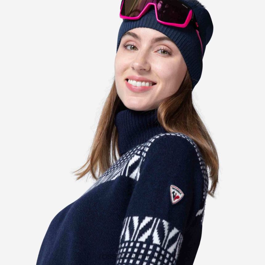viršūnės Rossignol megztas vintažinis vėžlys tamsiai laivynas moterys 268B21041