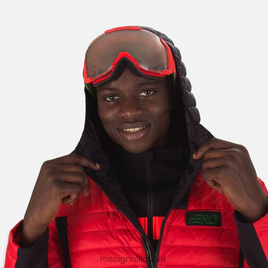 viršūnės Rossignol hero hibridinė šviesi striukė neoninė raudona vyrų 268B2626