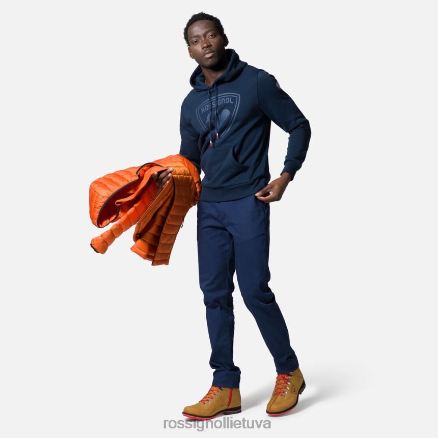 viršūnės Rossignol Medvilninis megztinis su gobtuvu su logotipu tamsiai laivynas vyrų 268B2395