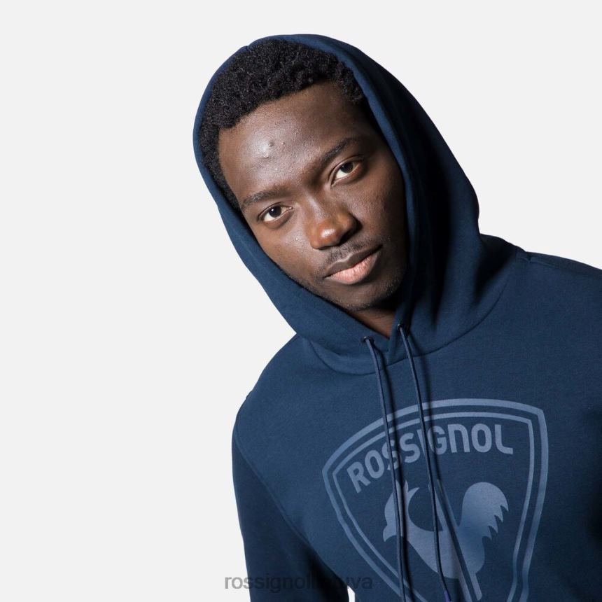 viršūnės Rossignol Medvilninis megztinis su gobtuvu su logotipu tamsiai laivynas vyrų 268B2395