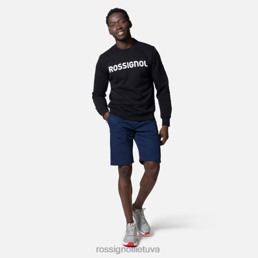 viršūnės Rossignol Medvilninis megztinis su logotipu apvaliu kaklu juodas vyrų 268B2474