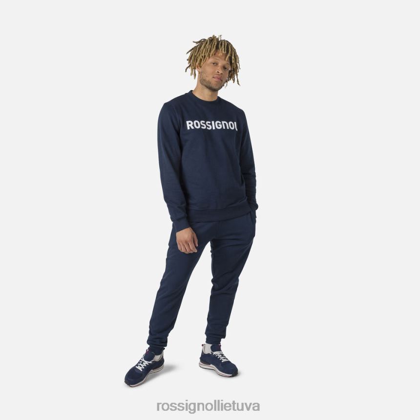 viršūnės Rossignol Medvilninis megztinis su logotipu apvaliu kaklu tamsiai laivynas vyrų 268B2415