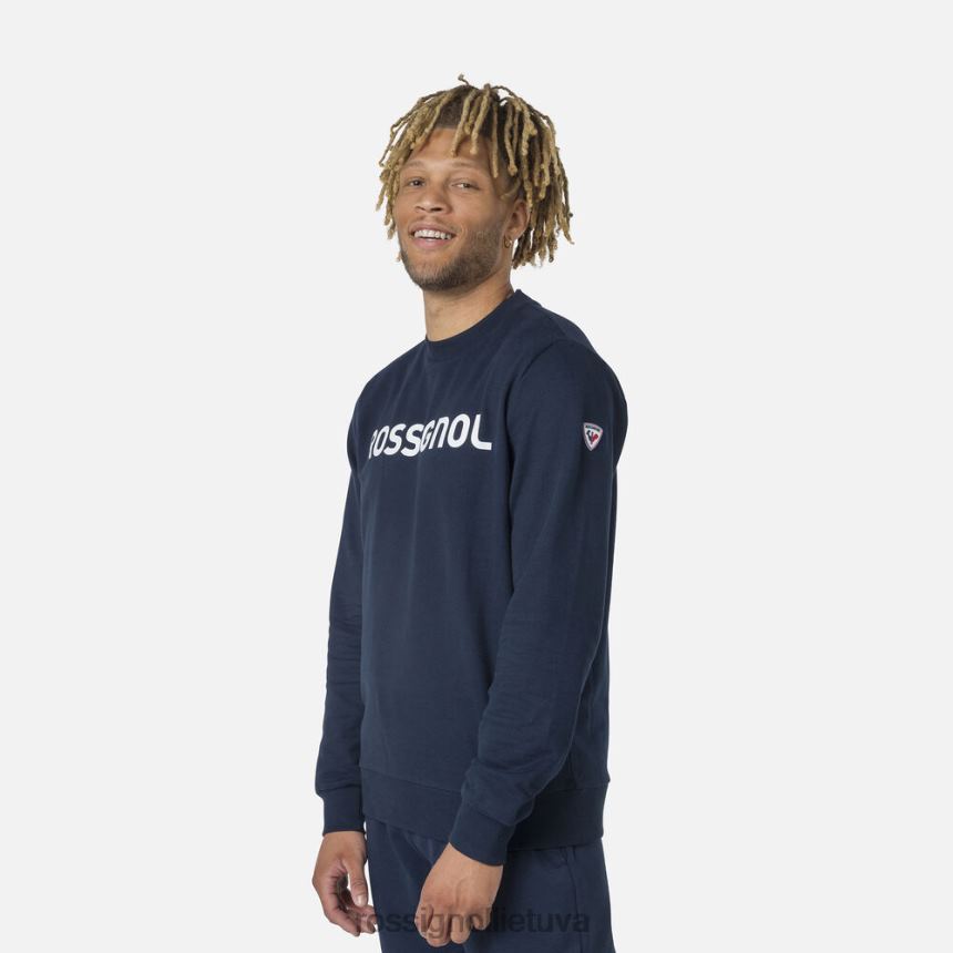 viršūnės Rossignol Medvilninis megztinis su logotipu apvaliu kaklu tamsiai laivynas vyrų 268B2415