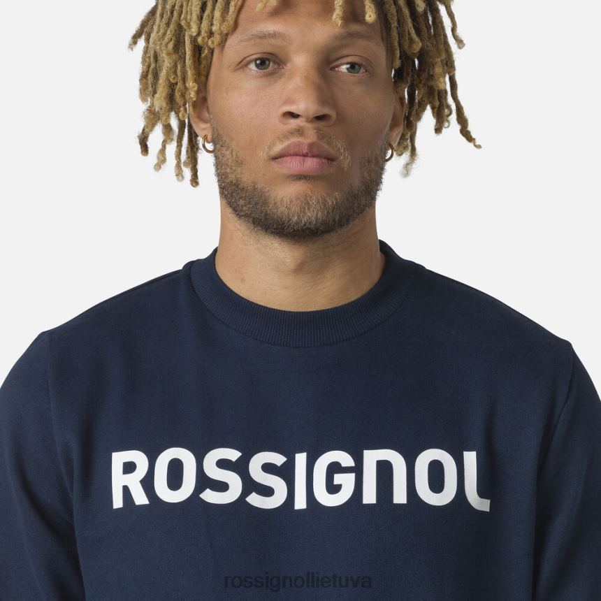 viršūnės Rossignol Medvilninis megztinis su logotipu apvaliu kaklu tamsiai laivynas vyrų 268B2415