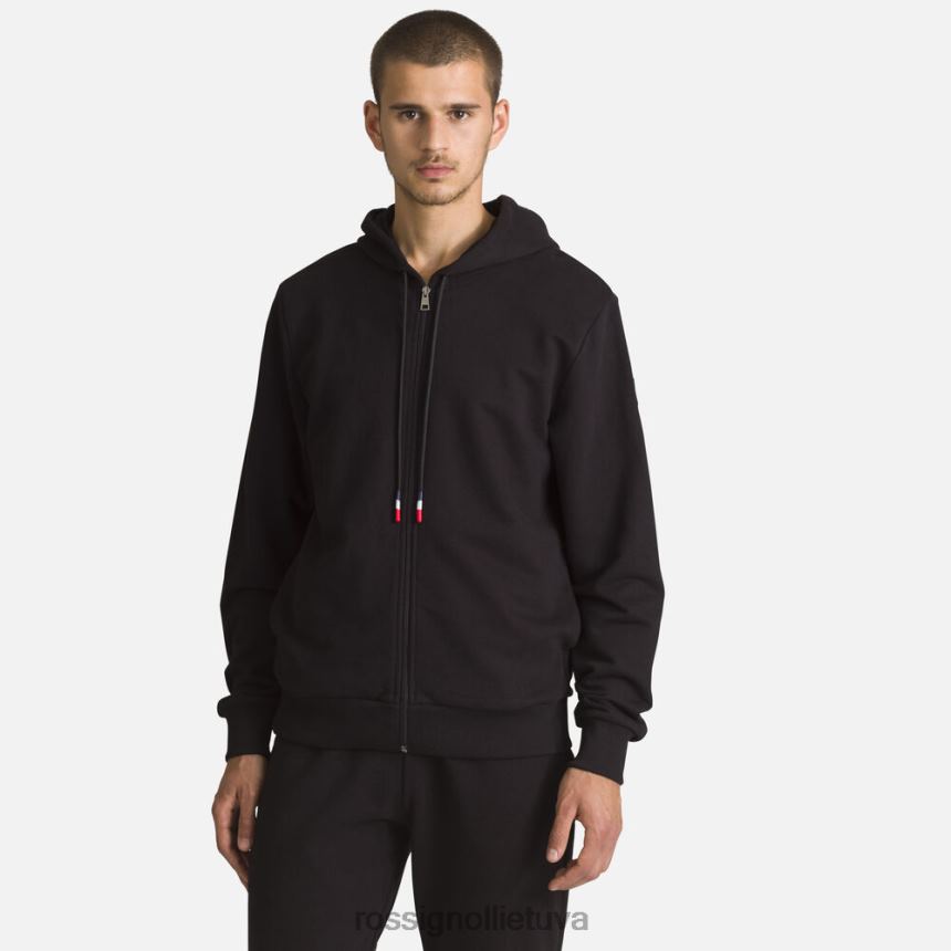 viršūnės Rossignol Medvilninis megztinis su pilnu užtrauktuku su gobtuvu juodas vyrų 268B2458